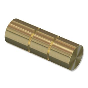 Interdeco Endstücke Rillenzylinder für Gardinenstangen 20 mm Ø, Messing-Optik, Modell Elanto (Packung 2 Stück)