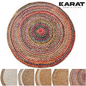 Jute-Teppich Pune Rund Handgewebt aus Naturfasern robust & reißfest 120 x 120 cm