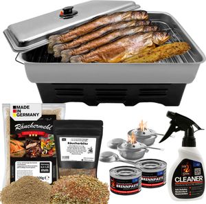 Eversmoke Räucherset Tischräucherofen Starter Bundle, M (Ofen, Räuchermehl, Räucherblitz,2xBrennpaste)
