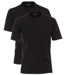 Casamoda, T-Shirt 1/2 Arm Doppelpack, T-Shirt O-Neck NOS DOPA, schwarz, Größe 4XL, 100CO