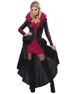 Verführerisches Vampir-Kostüm für Damen Halloweenkostüm schwarz-rot