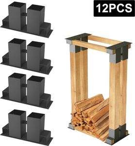 UISEBRT Holzstapelhilfe Feuerverzinkt stabile Stapelhilfe Holzstapelhalter Brennholz Kaminholz Gestell Holz (12 Stück)