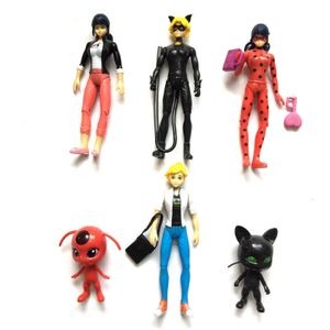 6 × Wunderbare Cartoon-Puppe, magisches Marienkäfer-Mädchen, Marienkäfer, Superkatze, Figurenpuppe, Geburtstagsgeschenkset
