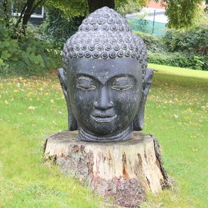 Buddha Kopf Head Figur Gartenfigur Steinfigur Lavastein Skulptur Bali Garten 55 cm