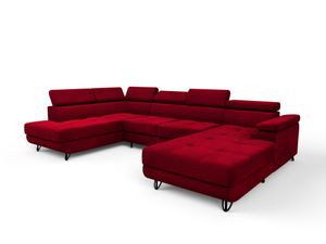 Ecksofa Junior U Rot Magic Velvet 2231 U-Form Ecke mit Schlaffunktion Eckcouch Couch Polsterecke U-Sofa Breite 317 cm Ecksofa mit zwei Bettkästen