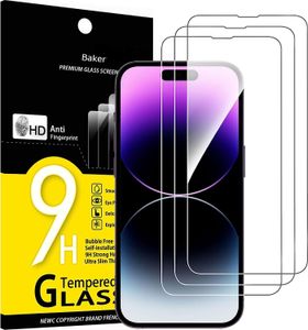 3 Stück Panzerglas  für  iPhone 14, iPhone 13, iPhone 13 Pro, Sichtschutz Schutzfolie, 9H Härte, HD Displayschutzfolie, 0.33mm Ultra-klar