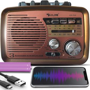 Retro Bluetooth Radio AM FM SW Kofferradio Unterstützt USB SD-Karten Slot Tragbares Radio Batteriebetrieben Gehäuse in Holzoptik Vintage Radio Retoo