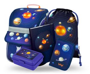BAAGL SET 5 Zippy Planets: Aktentasche, Federmäppchen, Tasche, Ordner, Box