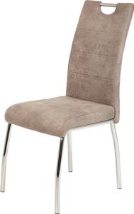 Polsterstuhl Esszimmerstuhl SUSI beige Metallgestell Microfaser - Die Möbelfundgrube