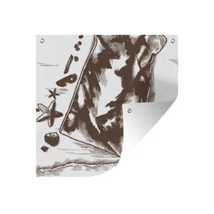 Gartenposter - Strand - Handdoek - Slippers - 50x50 cm