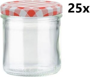 Zavařovací sklenice 165 ml LAURA STURZ / ROVNÁ čirá 25 ks VČETNĚ KÁRO ČERVENÝCH VÍČEK, Počet kusů v balení: 25