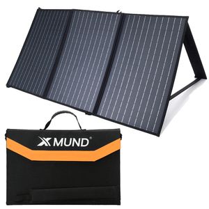 Xmund Faltbar Solarpanel 100W Solarmodul Monokristallines Solar Ladegerät mit 3 USB-Anschluss, DC 18V Ausgang für Powerstation, Garten, Camping
