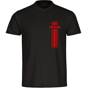 multifanshop Herren T-Shirt - Freiburg - Streifen, schwarz, Größe S