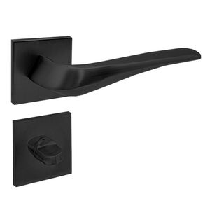DOMINO Türgriff Drückergarnitur WC - Badezimmer Set | Tür-klinke für Zimmertür, Bürotür, Kellertür & Innentür | Aluminium | Schwarz  | ADEL-QR BLACK |