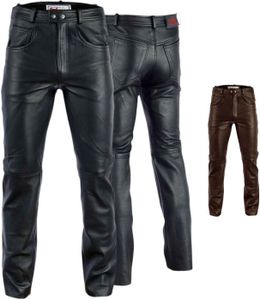 Herren Lederhose lederjeans bikerjeans jeans hose echtleder Schwarz & Braun, Größe:50/M, Farbe:Schwarz