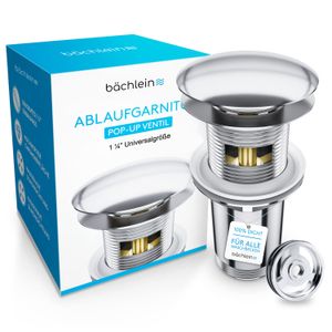 Bächlein Pop Up Ablaufgarnitur mit Überlauf für Waschbecken & Waschtisch - Chrom