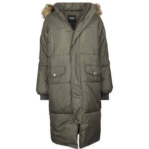 Urban Classics Damen Jacke Ladies Oversize Faux Fur Puffer Coat Darkolive/Beige-5XL