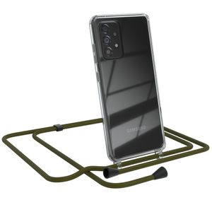 EAZY CASE Handykette kompatibel mit Samsung Galaxy A52 / A52 5G / A52s 5G Kette Handyhülle mit Umhängeband Handykordel Schutzhülle Silikon Set Grün mit Clips in Schwarz