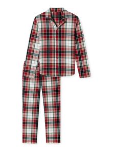 Schiesser Web Organic Cotton Pyjama Hemdkragen und funktionale Knopfleiste , Hosenbund mit Bindeband und Knopf, Softe Webware aus nachhaltiger Baumwolle