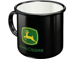Emaille-Becher John Deere Logo Black 8x8x8 cm