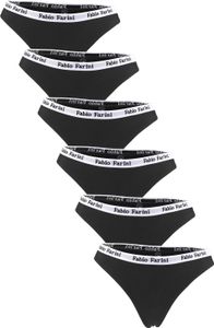 Fabio Farini - 6 Stück Damen Unterhosen - Frauen Tanga aus Baumwolle im sportlichen Look mit Designerbündchen