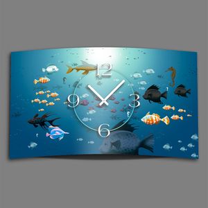 Fische im Meer Designer Wanduhr modernes Wanduhren Design leise kein ticken dixtime 3DS-0111