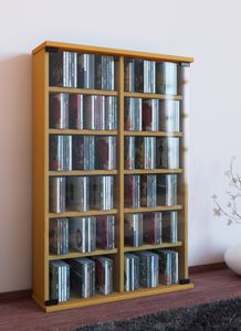 VCM Wood CD DVD Stand Shelf Cabinet Storage Stojaca polica Rómovia Sklenené dvere Buk