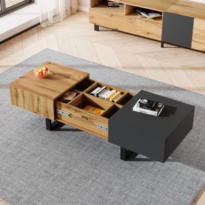 Merax Couchtisch mit verstecken Stauraum, Beistelltisch mit ausziehbarer Tischplatte, Wohnzimmertisch Industrial, 155x55x22cm, Natur/Anthrazit Merax Couchtisch mit verstecken Stauraum, Beistelltisch mit ausziehbarer Tischplatte, Wohnzimmertisch Industrial, 155x55x22cm, Natur/Anthrazit