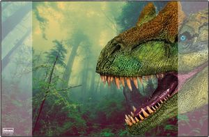 Idena 10452 - Schreibtischunterlage mit zwei Einstecktaschen, Dinosaurier, ca. 58,5 x 38,5 cm groß, praktisches Zubehör für Kinder-, Jugend- und Arbeitszimmer