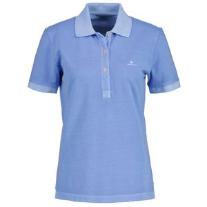 GANT Damen Poloshirt - SUNFADED POLO PIQUE, Halbarm, Kragen mit Knopfleiste, uni Blau XL