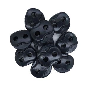 10 Kordelstopper mit zwei Löchern 20x20mm, Durchzug 5mm, Farbe:schwarzblau