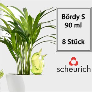 Scheurich Wasserspender Bördy S | 8 x Grün | 90ml Füllmenge | Bewässerungskugeln klein mit Ton Fuß | Wasserspender Pflanzen und Blumen Terrakotta Stiel