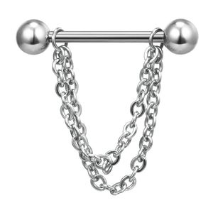 1 Stück Mode Multilayer Kette Drop Nippel Bar Ring Barbell Körper Piercing Schmuck-Silberne Kugel