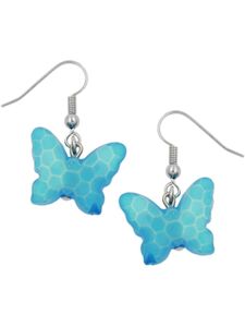 Ohrhaken Ohrhänger Ohrringe 32x16mm Schmetterling mit Schliff Kunststoffperle türkisblau türkis 35x20mm