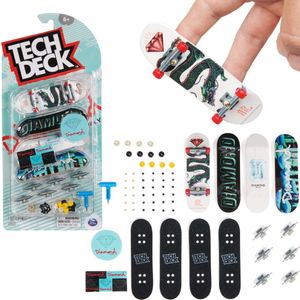 Diamond Tech Deck 4er-Pack bunte Fingerboard-Skateboards zum Zusammenbauen