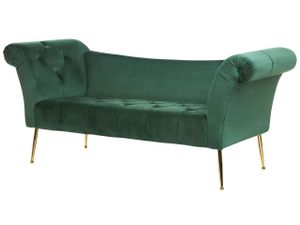 BELIANI Chaiselongue Grün/goldene Beine Universal mit Samtbezug und Metallfüßen für Wohnzimmer Schlafzimmer Salon Flur Klassisch Retro Modern
