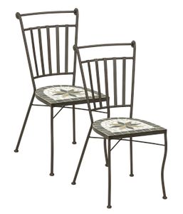 Dehner Mosaik-Stuhl Diana, 2er-Set, je 88 x 50 x 50 cm, Metall, braun/grau/weiß