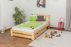 Kinderbett / Jugendbett Kiefer Vollholz massiv natur A25, inkl. Lattenrost - Abmessung 120 x 200 cm