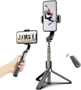 3 in 1 Telefon Gimbal Stabilizer Selfie Stick Stativ 86 cm 5-teilig mit Fernausloeser Telefonklemme Smart drehbar Kompatibel mit iPhone Samsung HUAWEI Smartphones