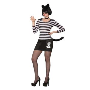 Bristol Novelty Damen Kostüm Katzendiebin BN210 (Einheitsgröße) (Schwarz/Weiß)