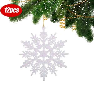 12 x Schneeflocken Weihnachten Deko für Weihnachtsbaum Glitzer Weiß Weihnachtsbaumschmuck