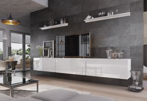 Wohnwand ELPASO 6, Wohnzimmer-Set, Schrankwand, Stilvoll Anbauwand, weiß/weiß Glanz