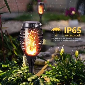 Solární zahradní osvětlení - 6 kusů LED solárních zahradních svítilen s realistickým efektem plamene, vodotěsné IP65