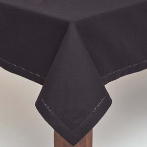HOMESCAPES Tischdecke aus 100% Baumwolle, 138 x 228 cm, schwarz