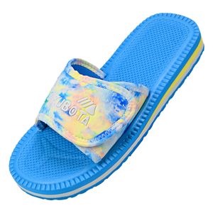 Kubota Badelatschen mit Klettverschluss Hausschuhe Damen "Velcro Tie Dye" Blau, 38