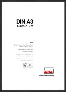 DEHA Aluminium Bilderrahmen Boston, 29,7x42 cm (A3), Eloxal Schwarz Matt