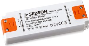 LED Trafo / LED Treiber 12V Ausgangsspannung, 50W Leistung SEBSON