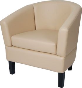 Lounge-Sessel HWC-O17, Sessel Clubsessel Cocktailsessel, - Kunstleder  creme