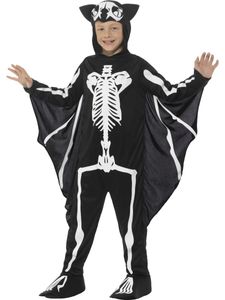 Kinder Kostüm Skelett Fledermaus Halloween Karneval 4 bis 6 Jahre