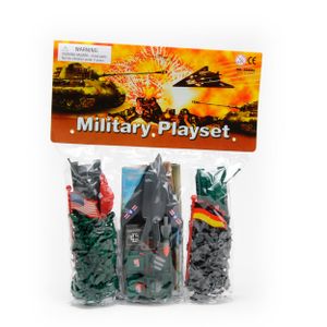Militärset 6 Fahrzeuge 2 Flaggen Minisoldaten 100T